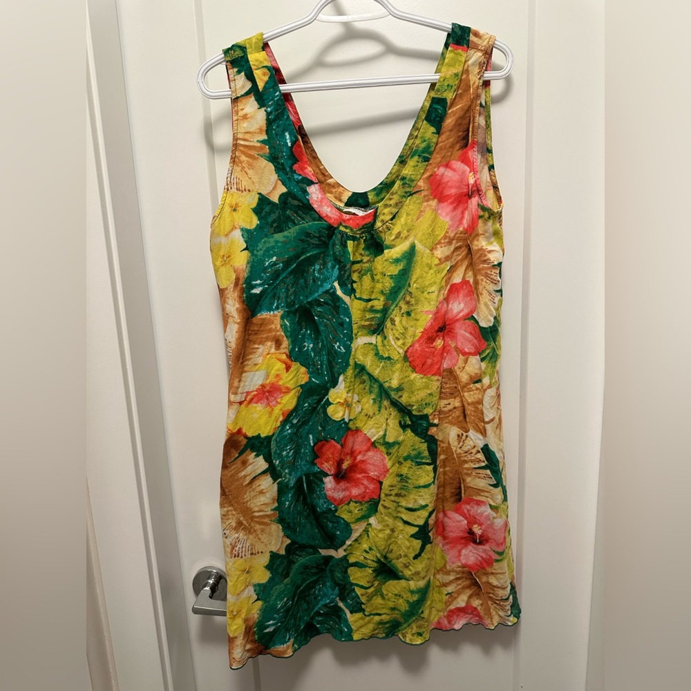 Jams World Multicolor Tie-Dye Hawaiian 🌺 floral sleeveless dress 50 years